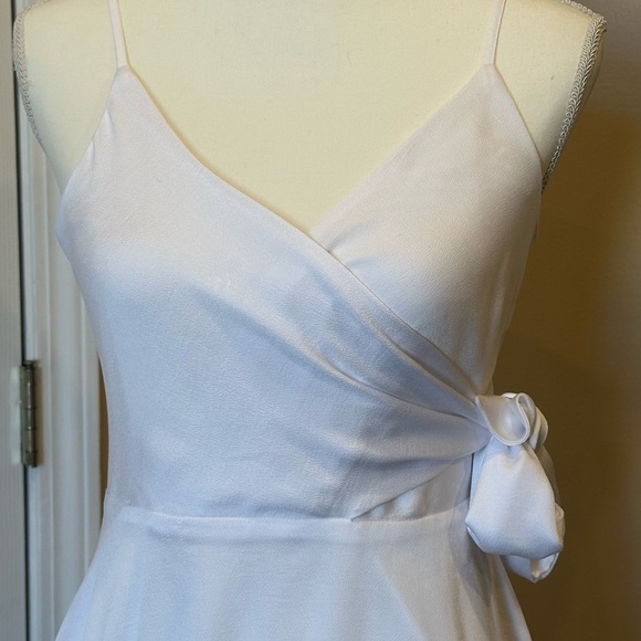 Express White Satin Wrap Mini Dress with Side Bow Size Small - Picture 3 of 6
